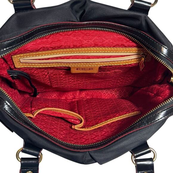 MZ Wallace Paige Nylon Black with Leather Trim Shoulder Bag Purse Handbag - Picture 8 of 11